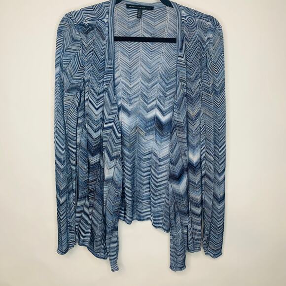 White House Black Market Sweaters - WHBM Blue Chevron Weave Open Front Cardigan Sz Medium